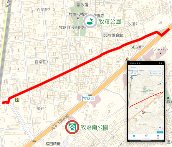 地図上の表示で通行止め情報を確認(住民)